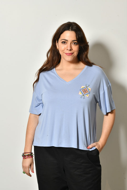 T-shirt LEILA col rond stretch fluide - Grande taille 44-58