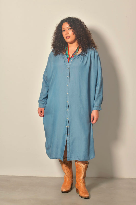 Robe midi EDEN bohème élégante - Grande taille 44-58