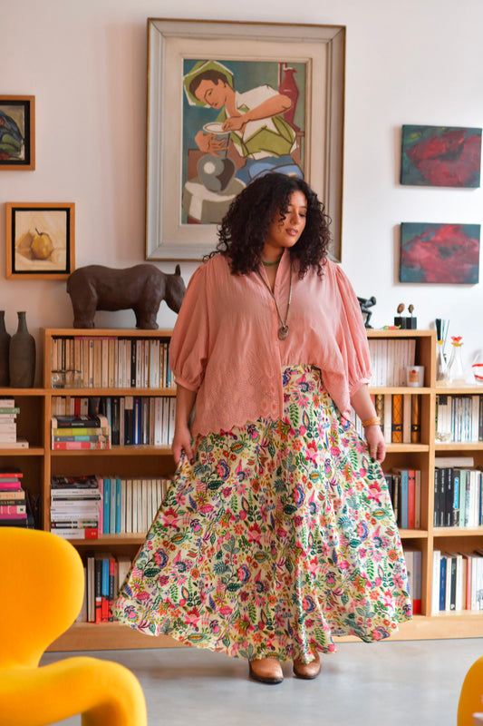 Jupe longue SÉLÈNE bohème chic fluide - Grande taille 44-58