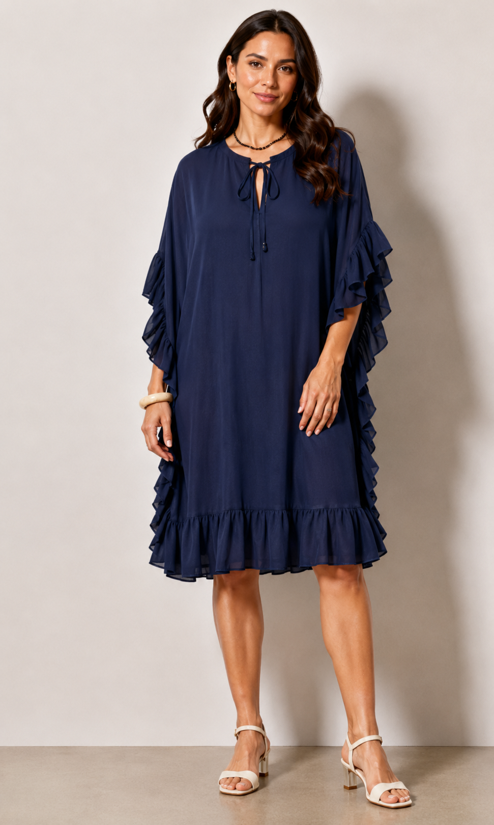 Robe courte Mae volants - Grande taille 44-58