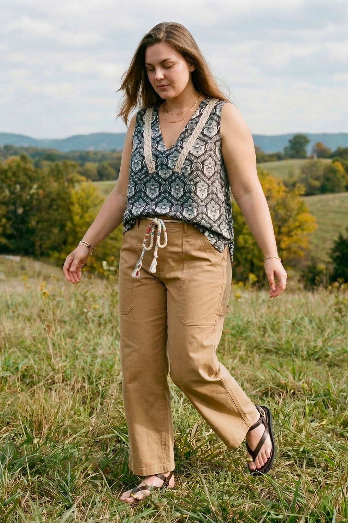 Pantalon BLOOM coton stretch taille haute - Grande taille 44-58