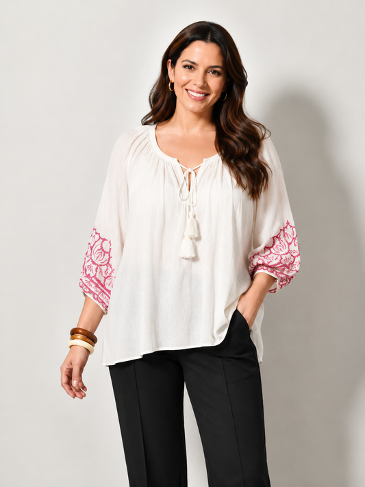 Blouse COLLINE bohème fluide - Grande taille 44-58