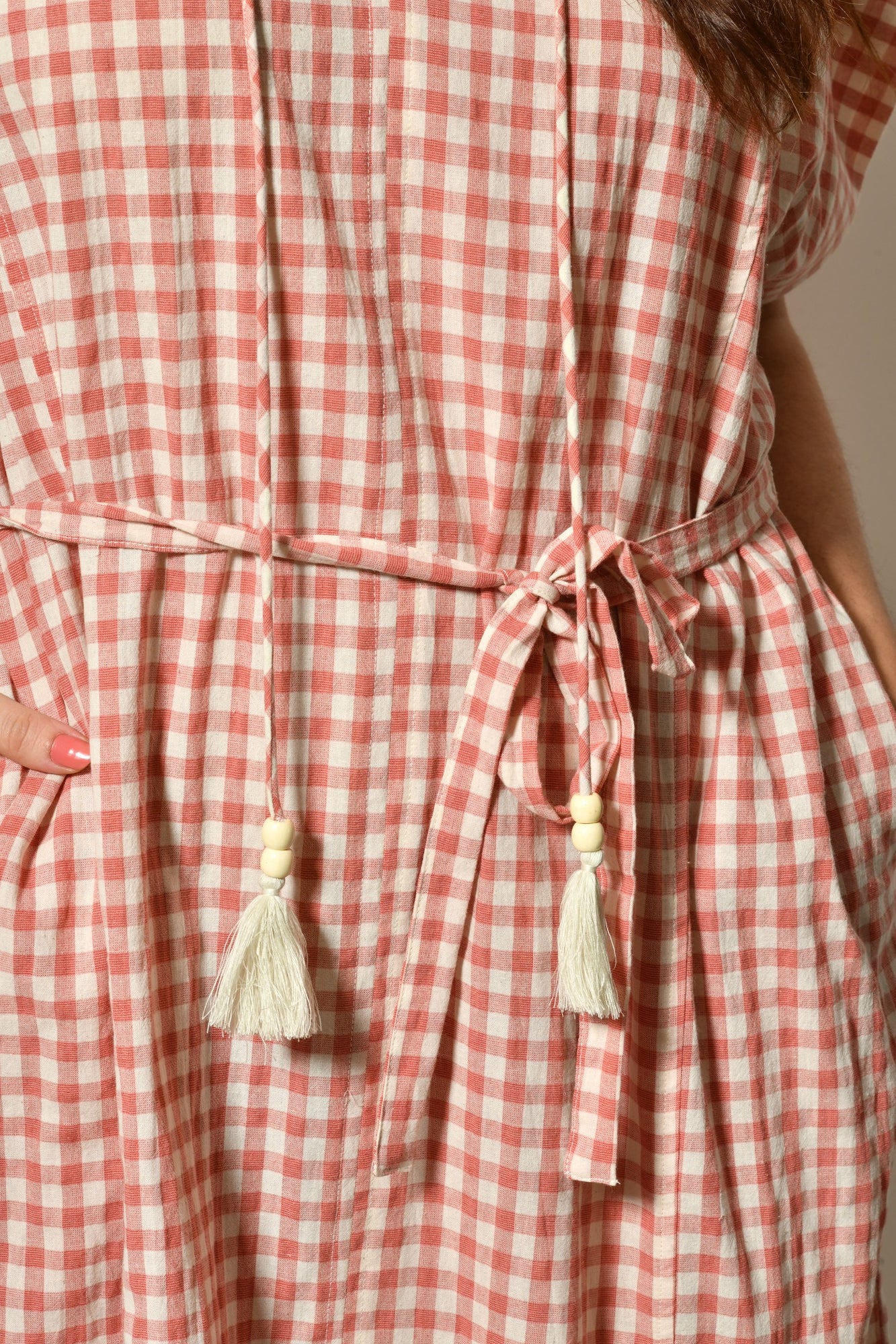 Robe midi WIDE fluide à carreaux vichy - Grande taille 44-58