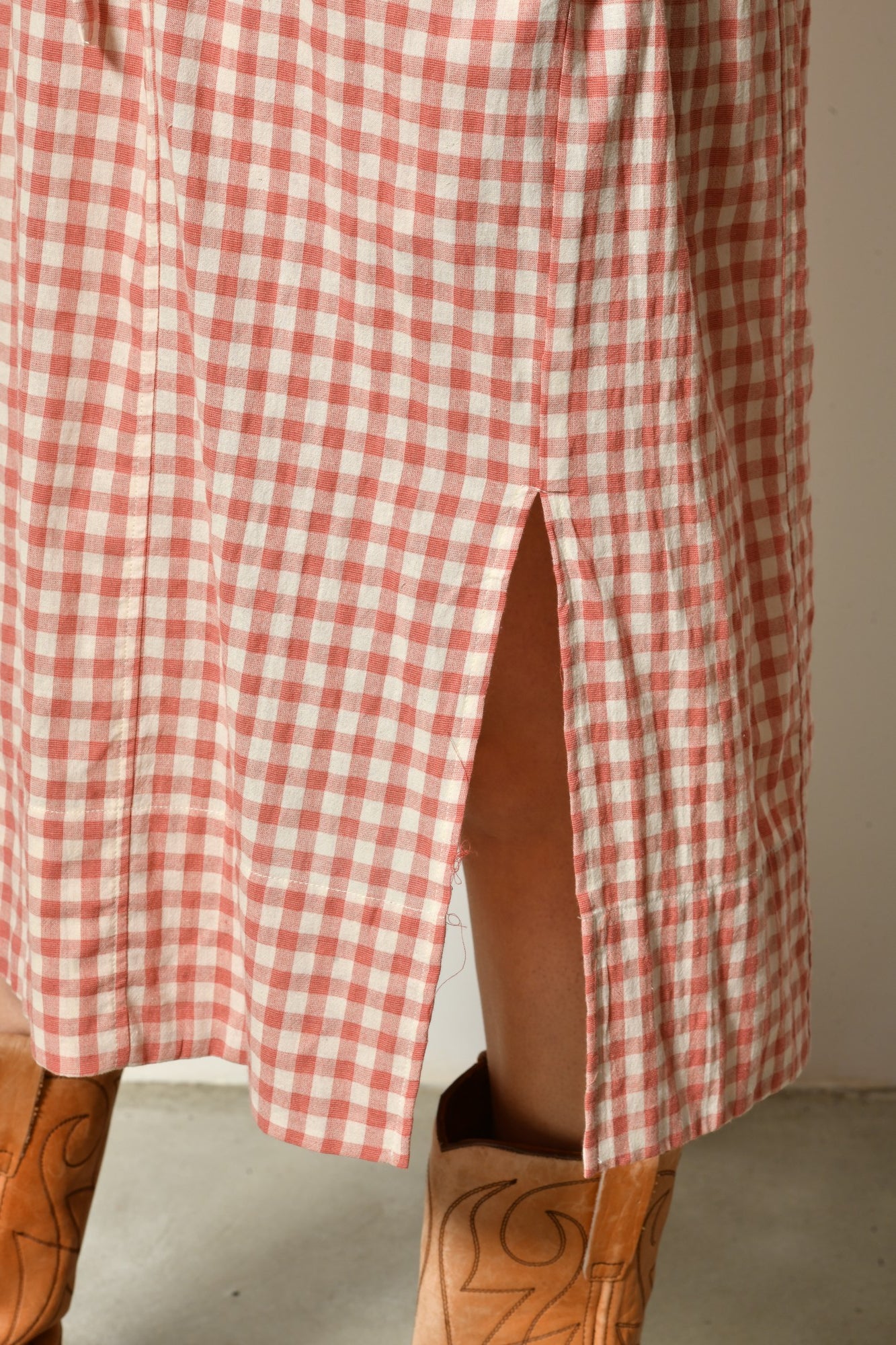 Robe midi WIDE fluide à carreaux vichy - Grande taille 44-58