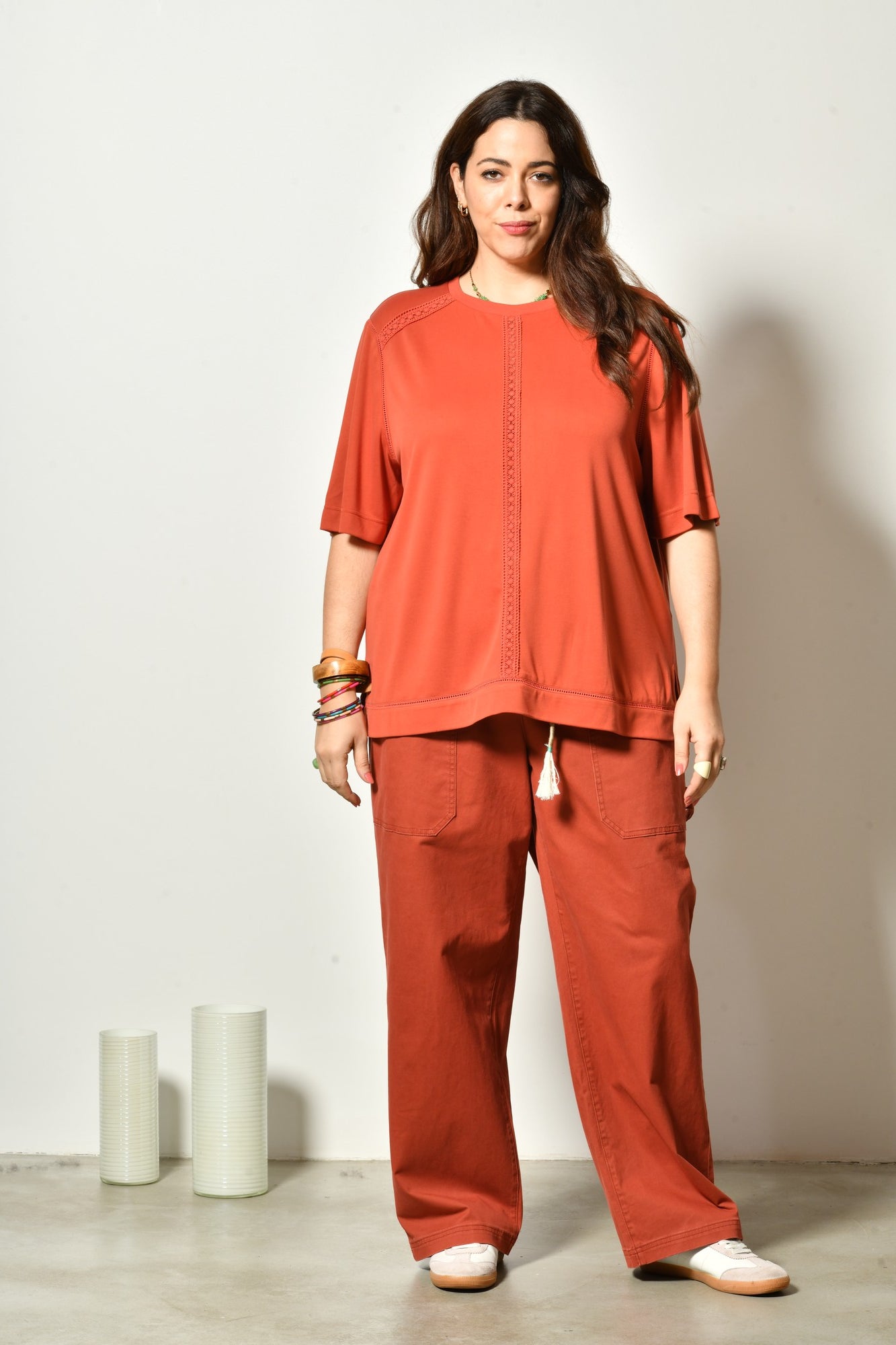 Pantalon BLOOM coton stretch taille haute - Grande taille 44-58