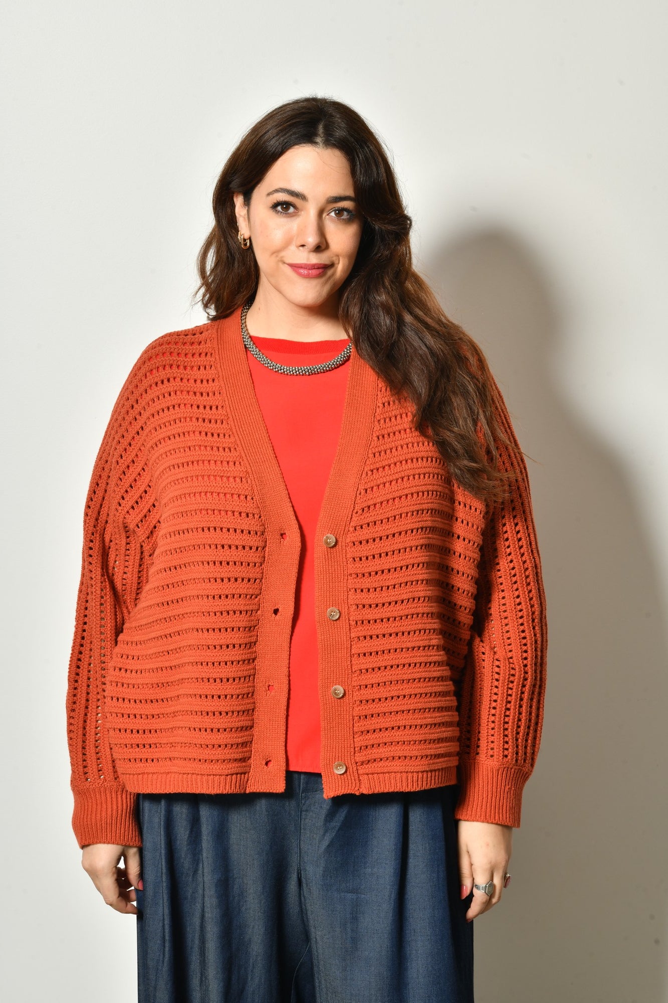 Cardigan ROMY maille coton long - Grande taille 44-58