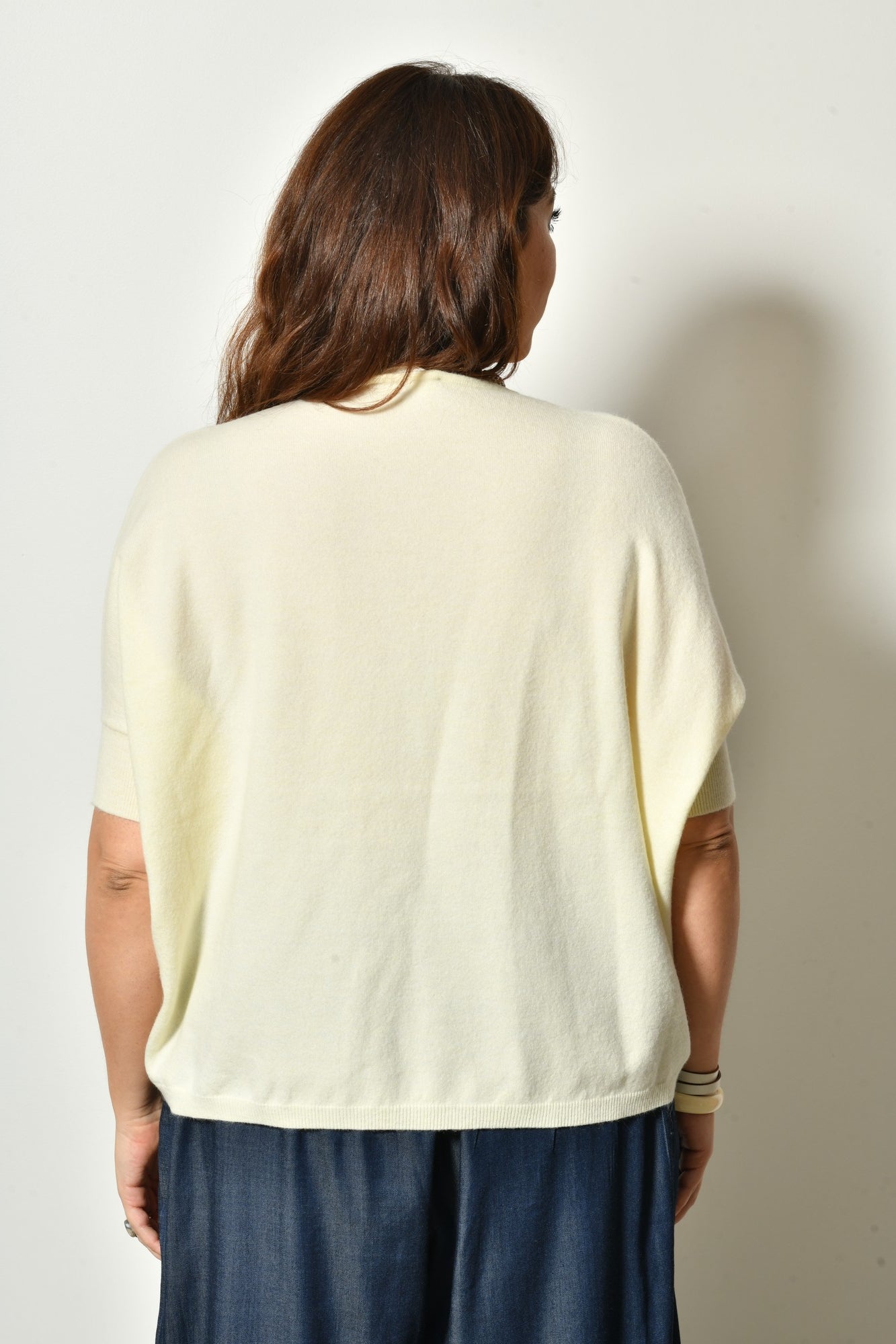 Pull manches courtes SKY maille fine col V - Grande taille 44-58