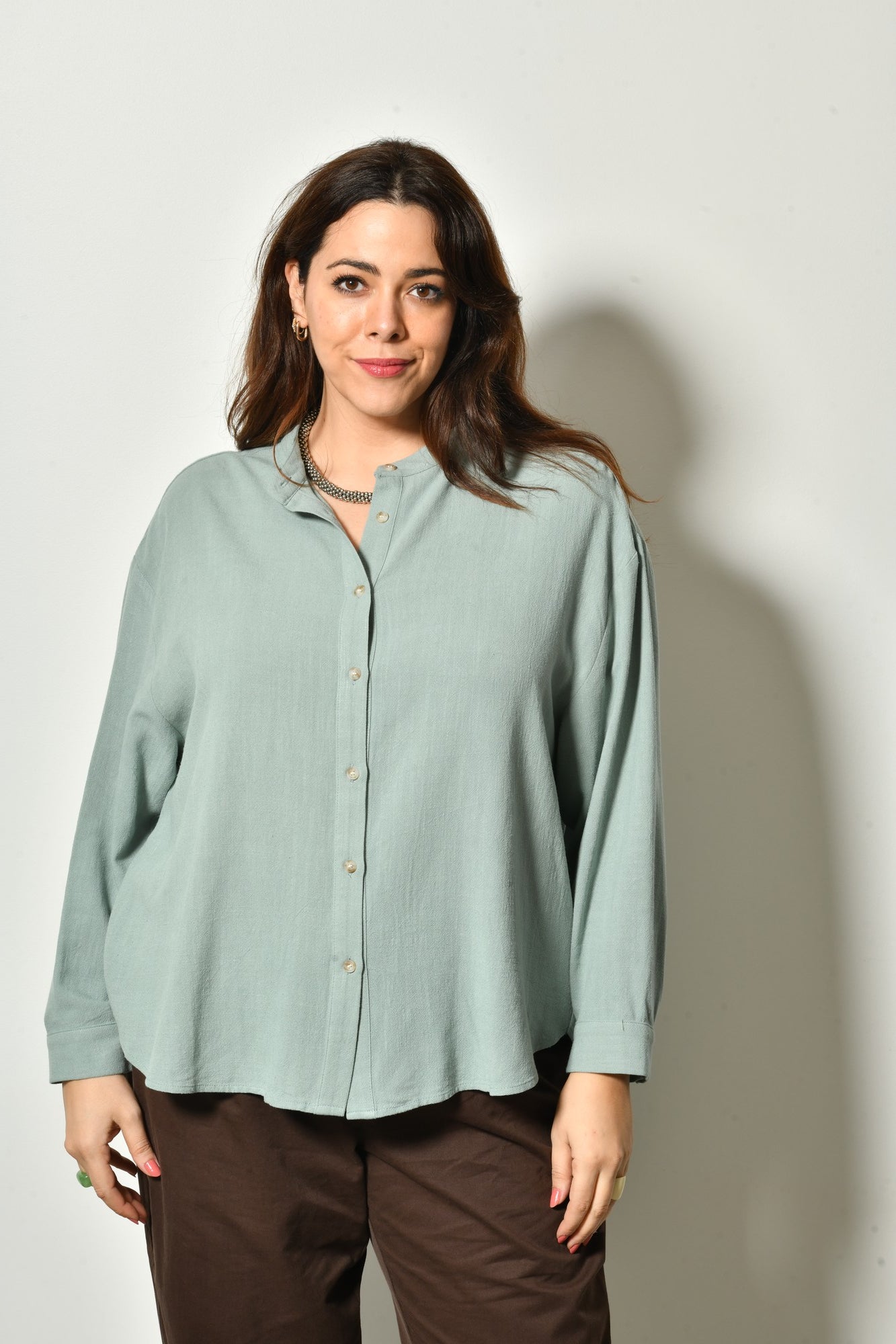 Chemise NORA en lin mélangé coupe fluide élégante - Grande taille 44-58