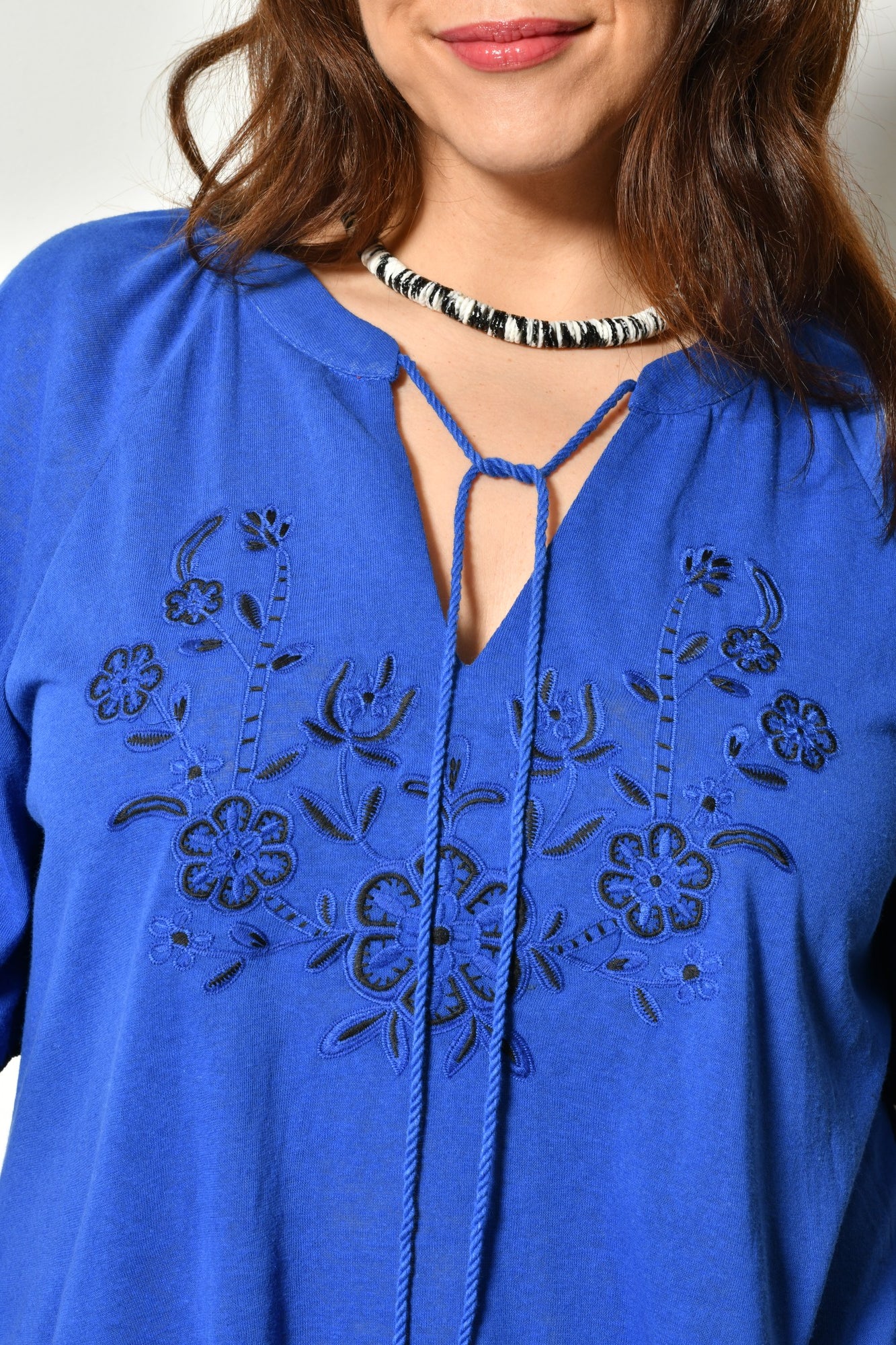 T-shirt NYMPHE brodé coton coupe droite - Grande taille 44-58