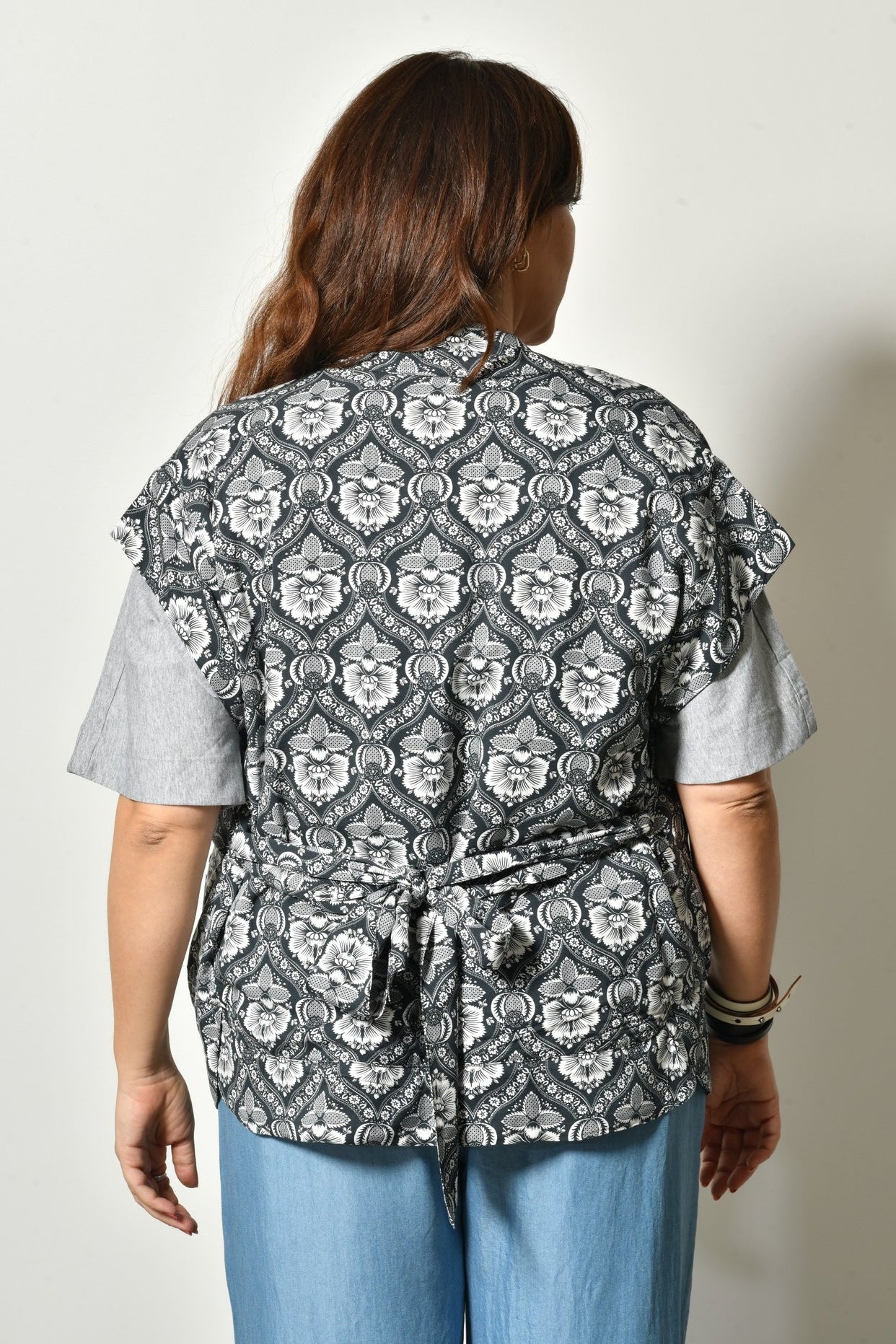 Gilet sans manches AURORA en lin fluide bohème - Grande taille 44-58