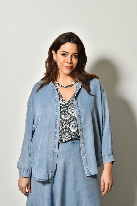 Chemise NORA en lin mélangé coupe fluide élégante - Grande taille 44-58