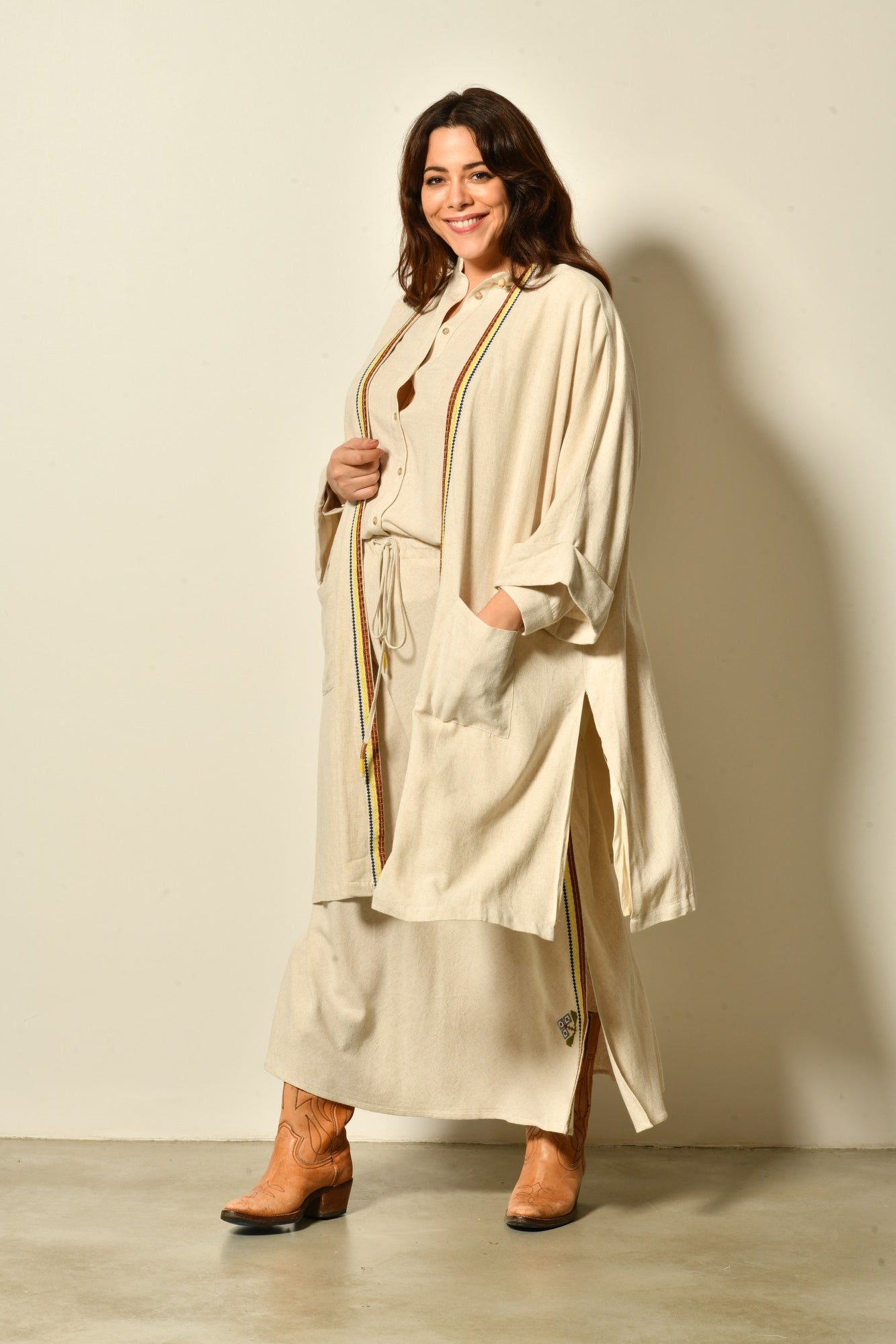 Jupe longue SAPHIRA fluide élégante taille haute - Grande taille 44-58