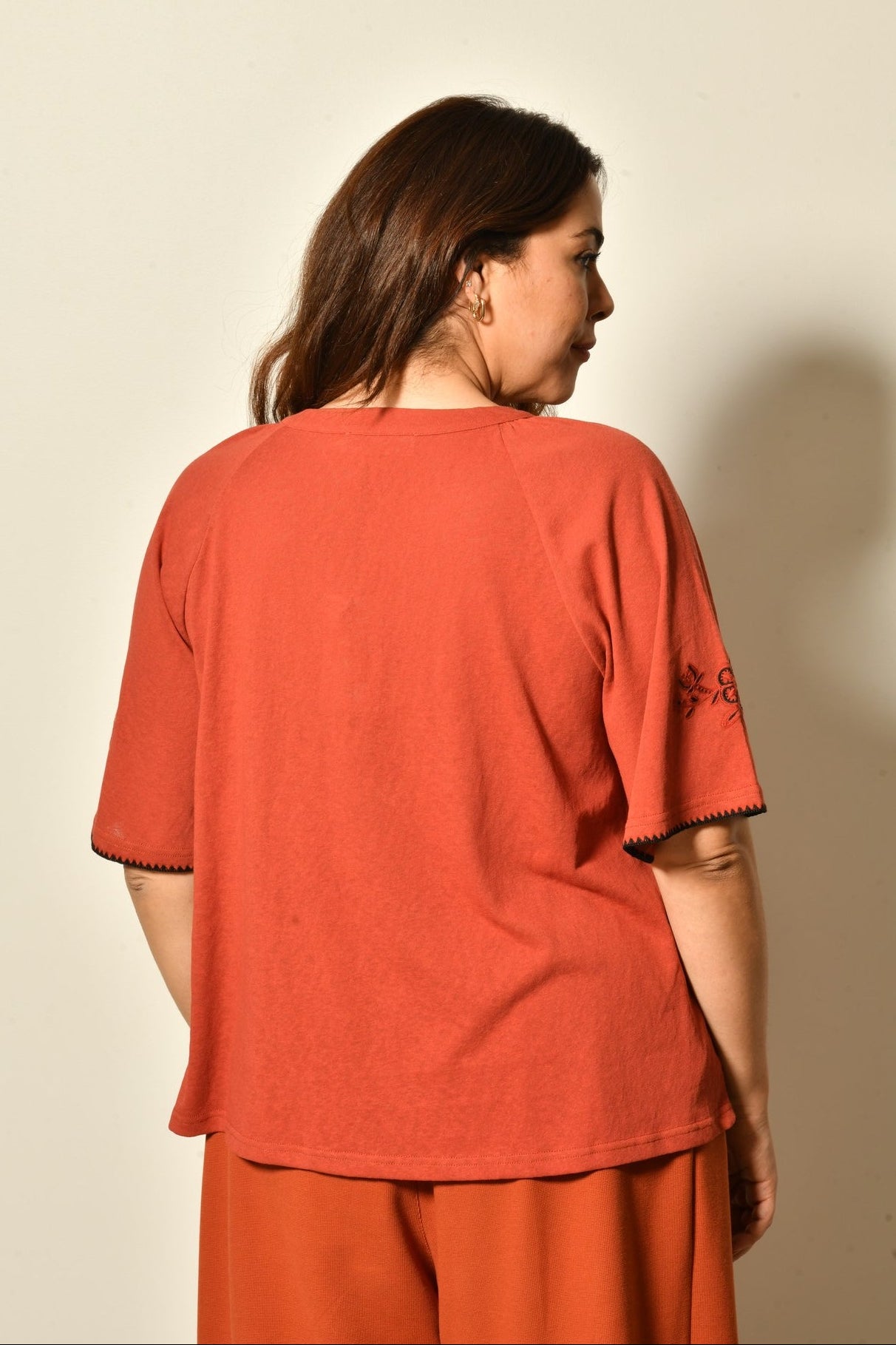 T-shirt NYMPHE brodé coton coupe droite - Grande taille 44-58