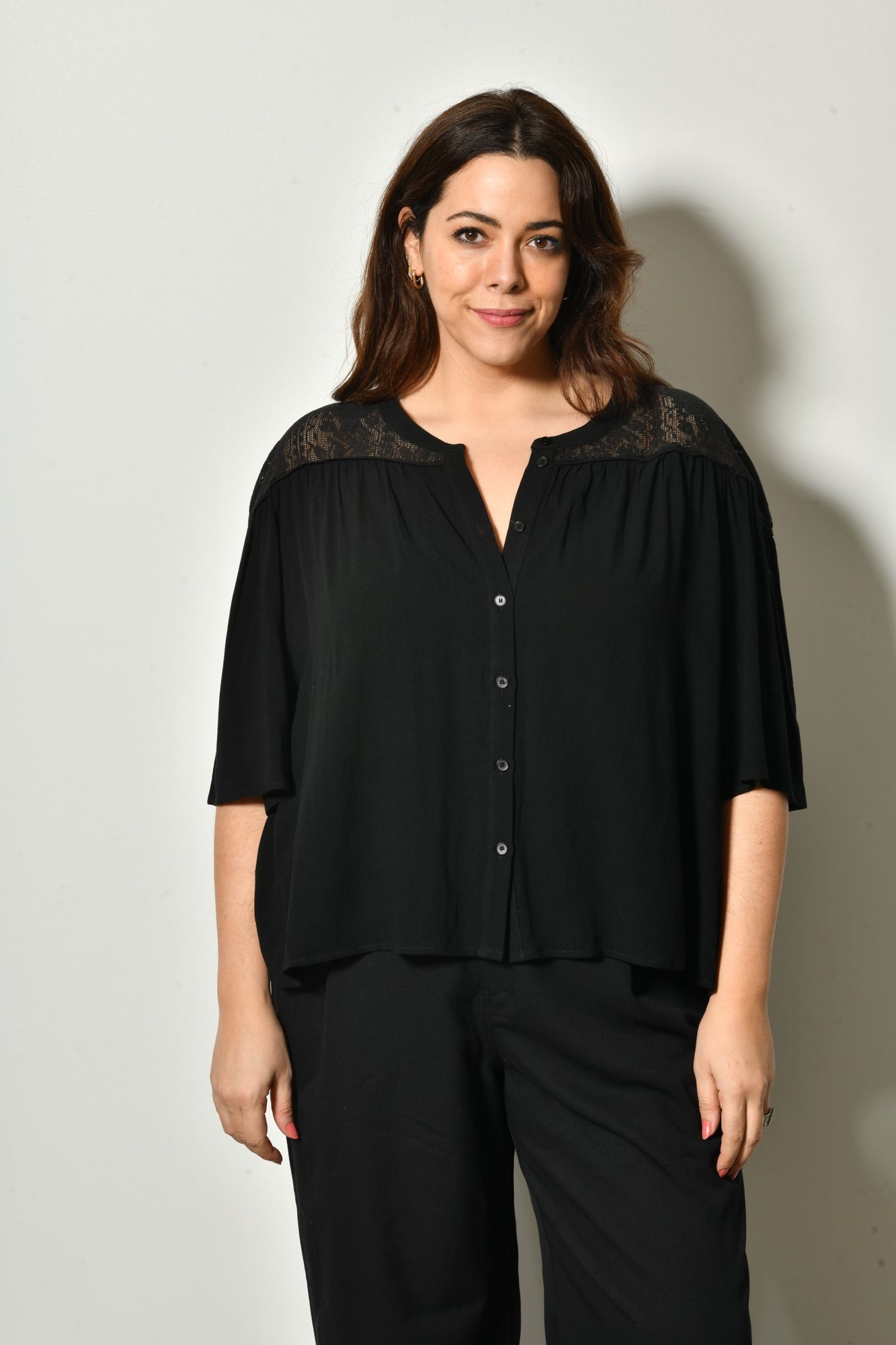 Chemise CÉLESTE fluide élégante manches 34  - Grande taille 44-58