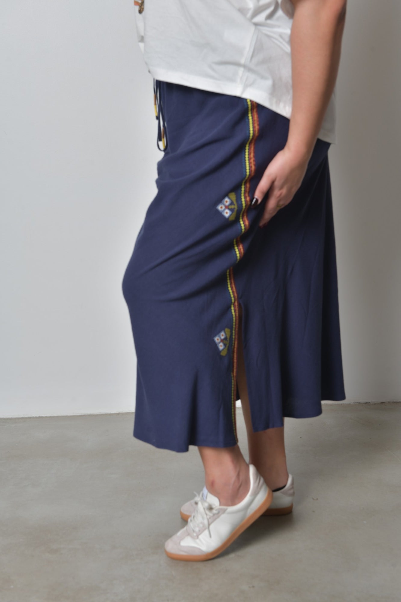 Jupe longue SAPHIRA fluide élégante taille haute - Grande taille 44-58