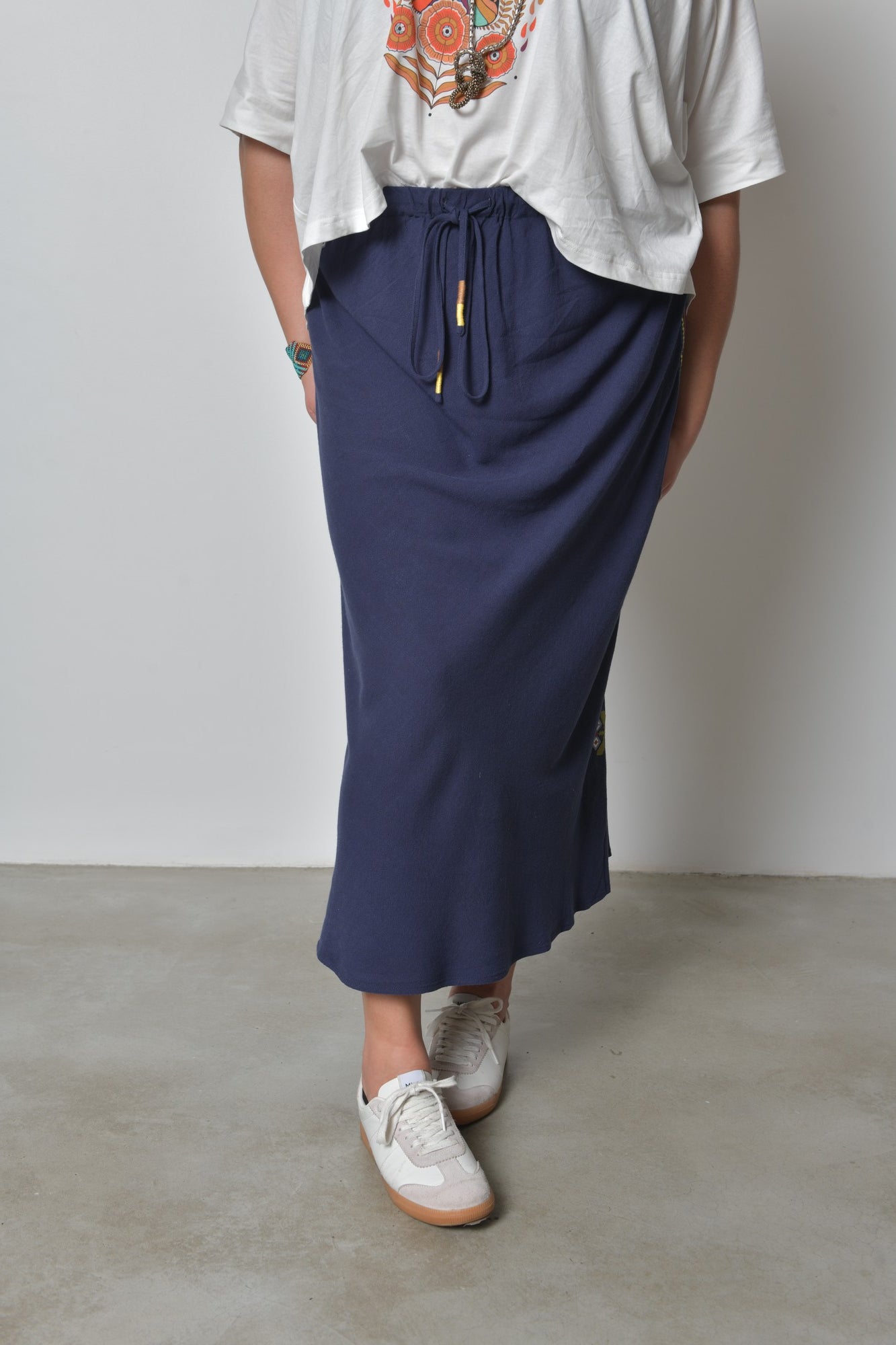 Jupe longue SAPHIRA fluide élégante taille haute - Grande taille 44-58