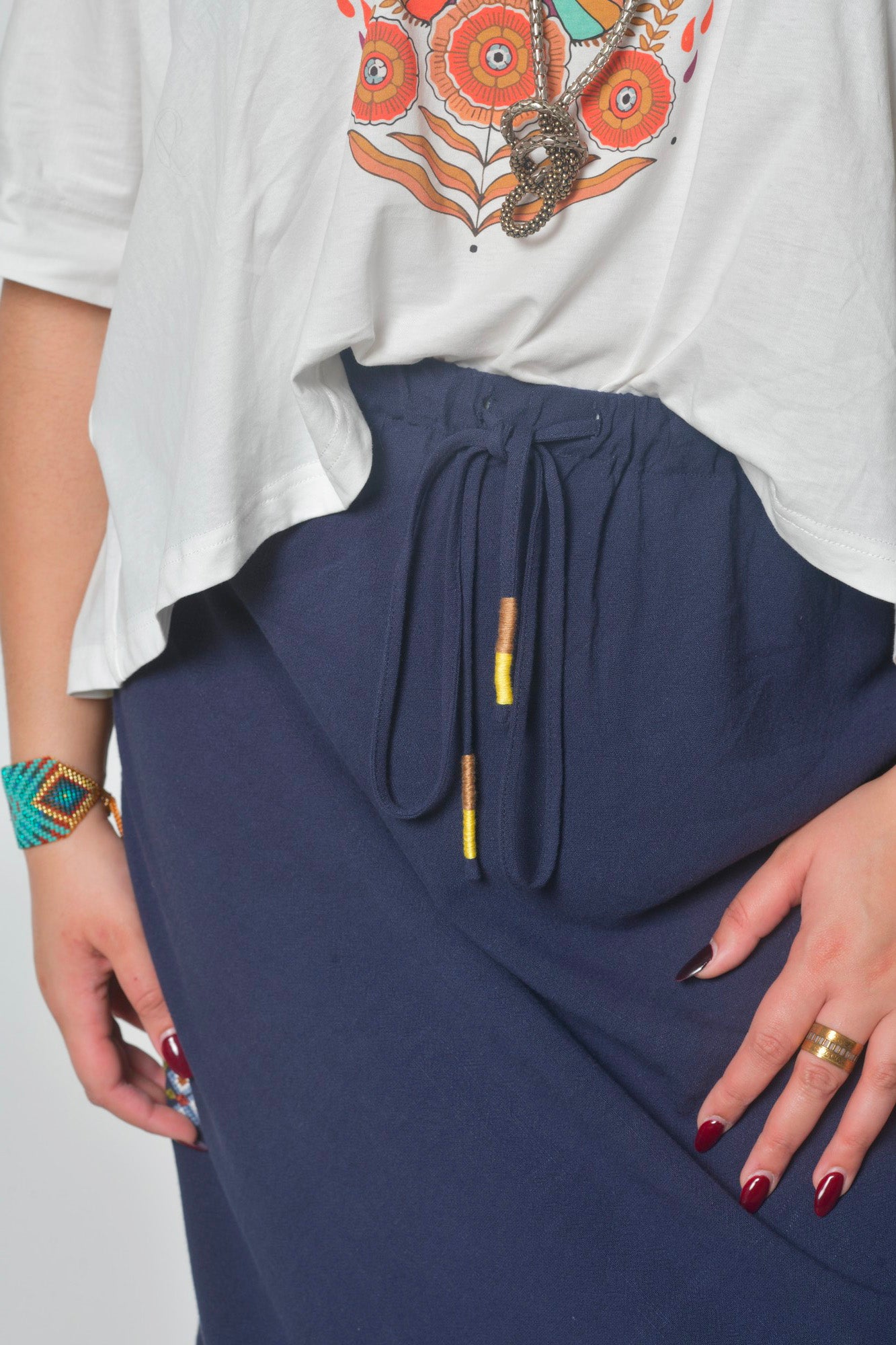 Jupe longue SAPHIRA fluide élégante taille haute - Grande taille 44-58