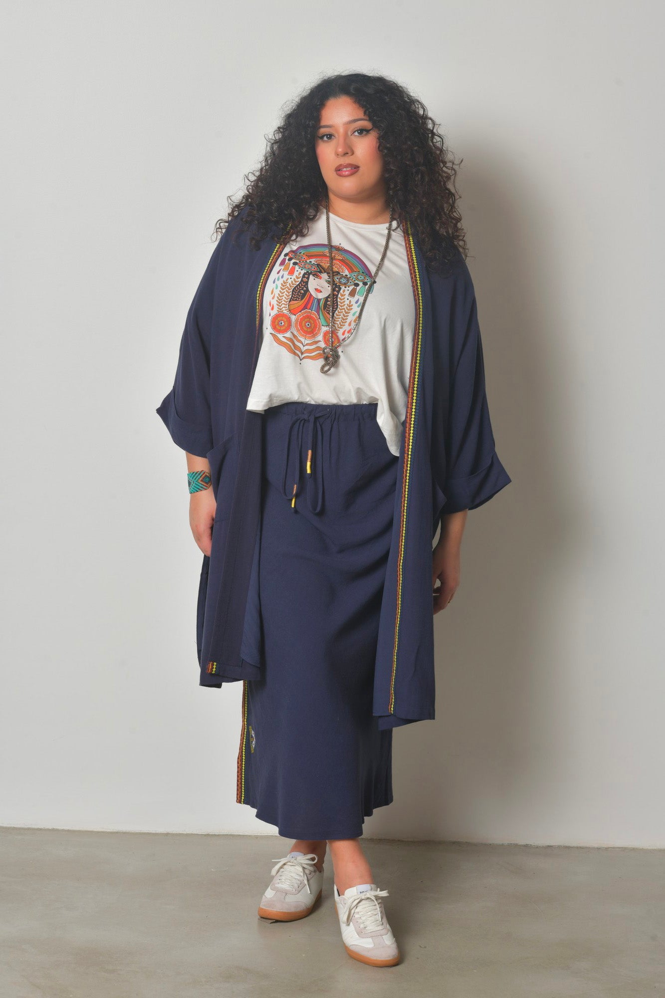 Jupe longue SAPHIRA fluide élégante taille haute - Grande taille 44-58