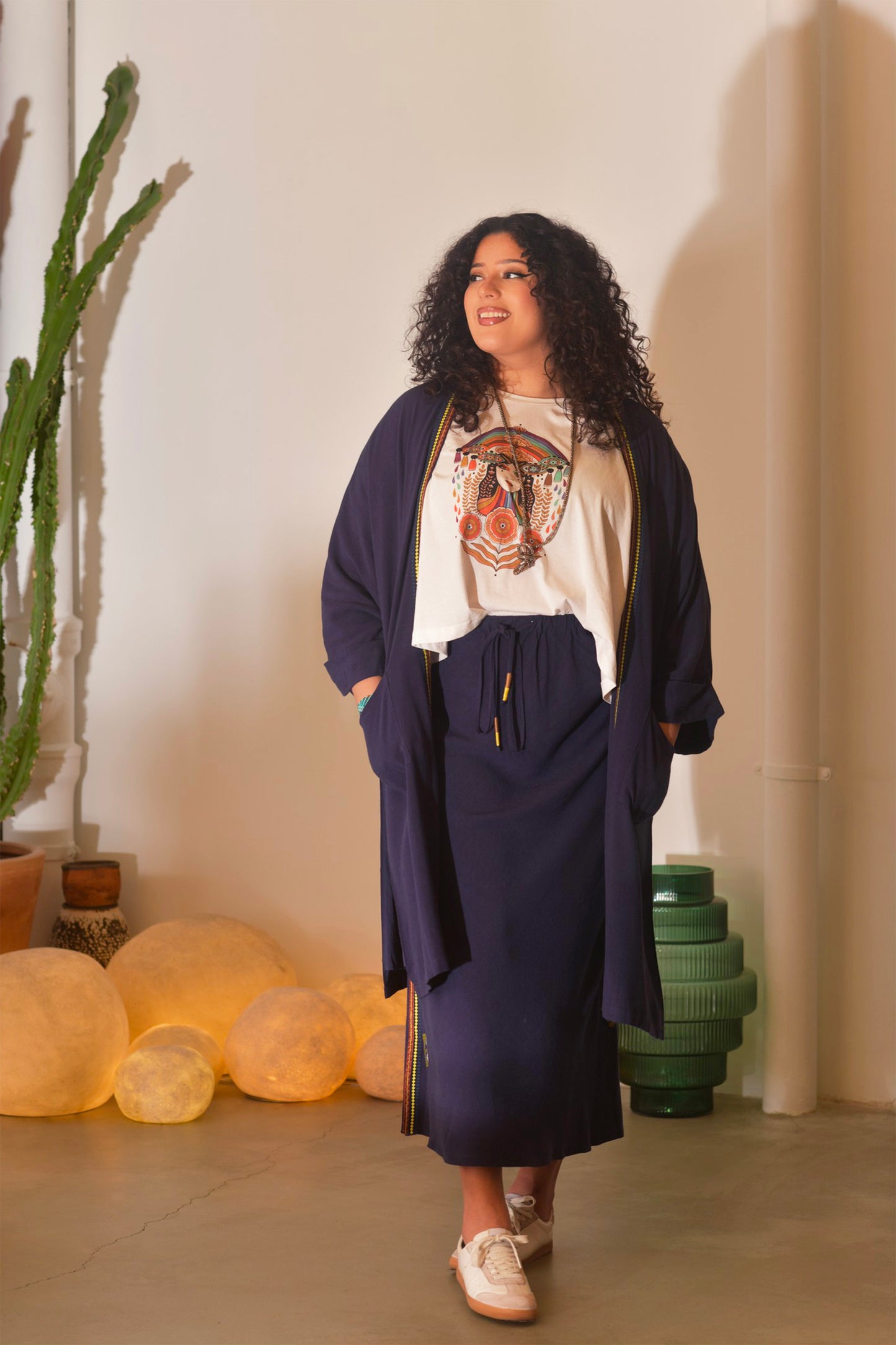 Kimono long LOTUS fluide bohème chic - Grande taille 44-58