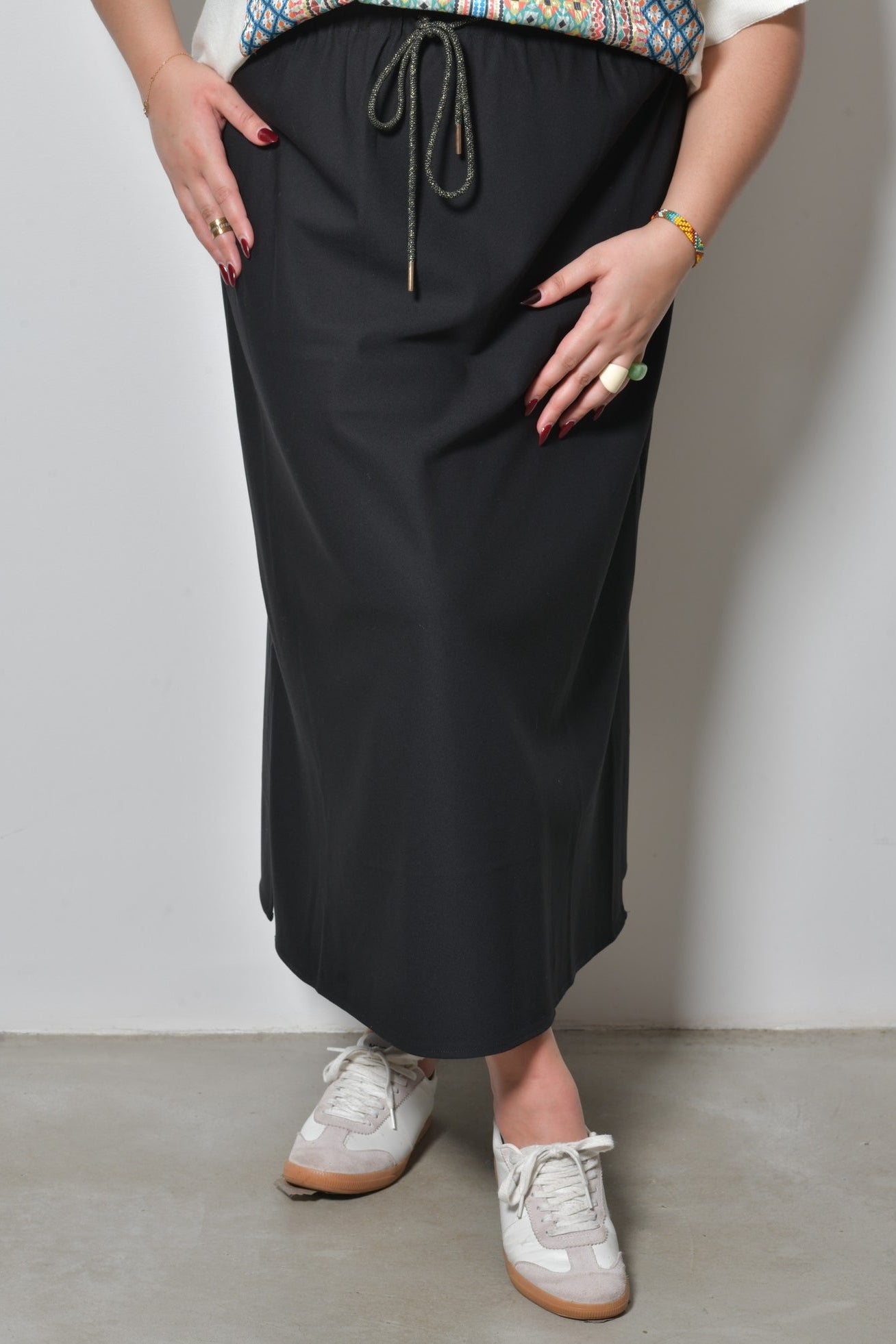 Jupe longue SAPHIRA fluide élégante taille haute - Grande taille 44-58