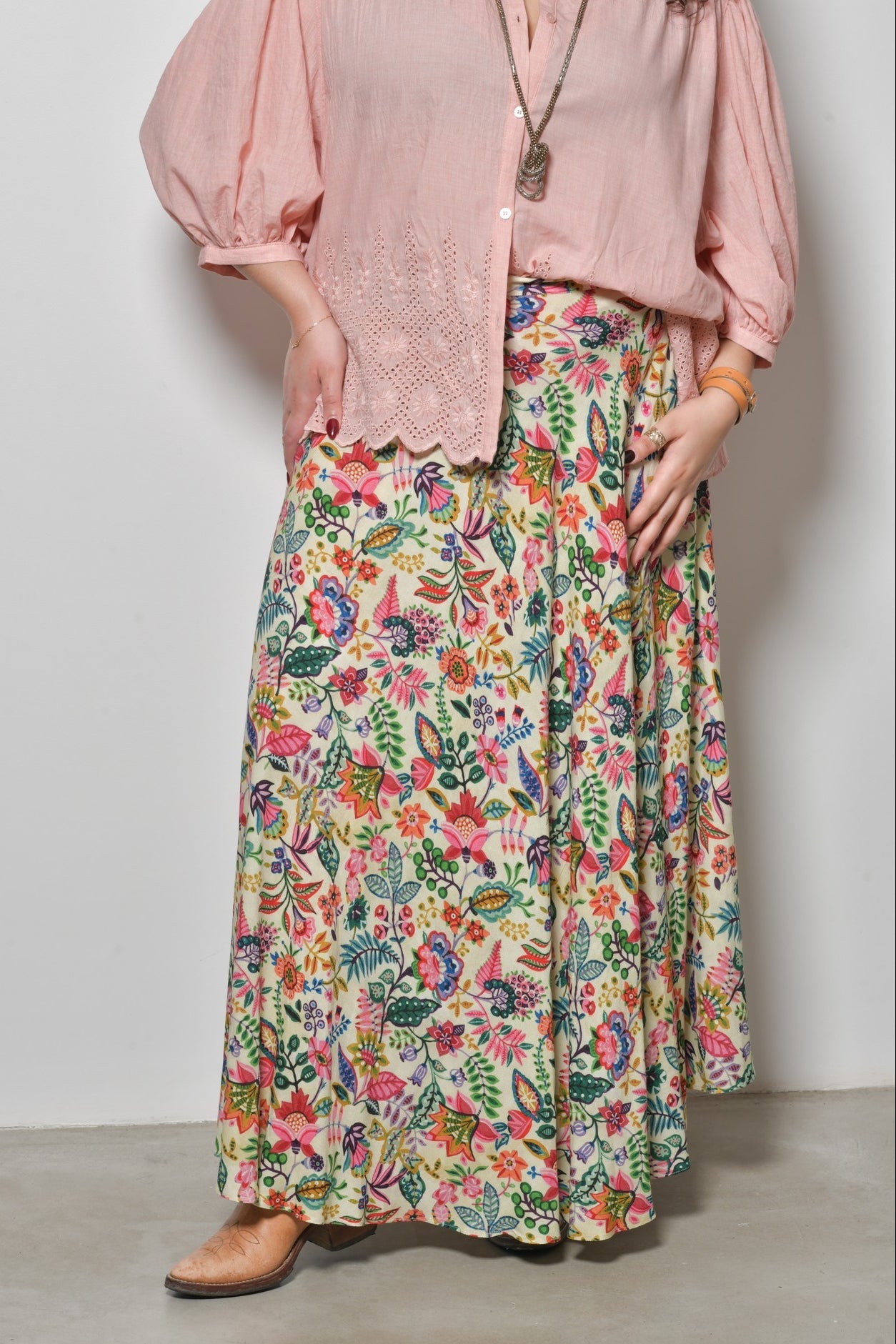 Jupe longue SÉLÈNE bohème chic fluide - Grande taille 44-58