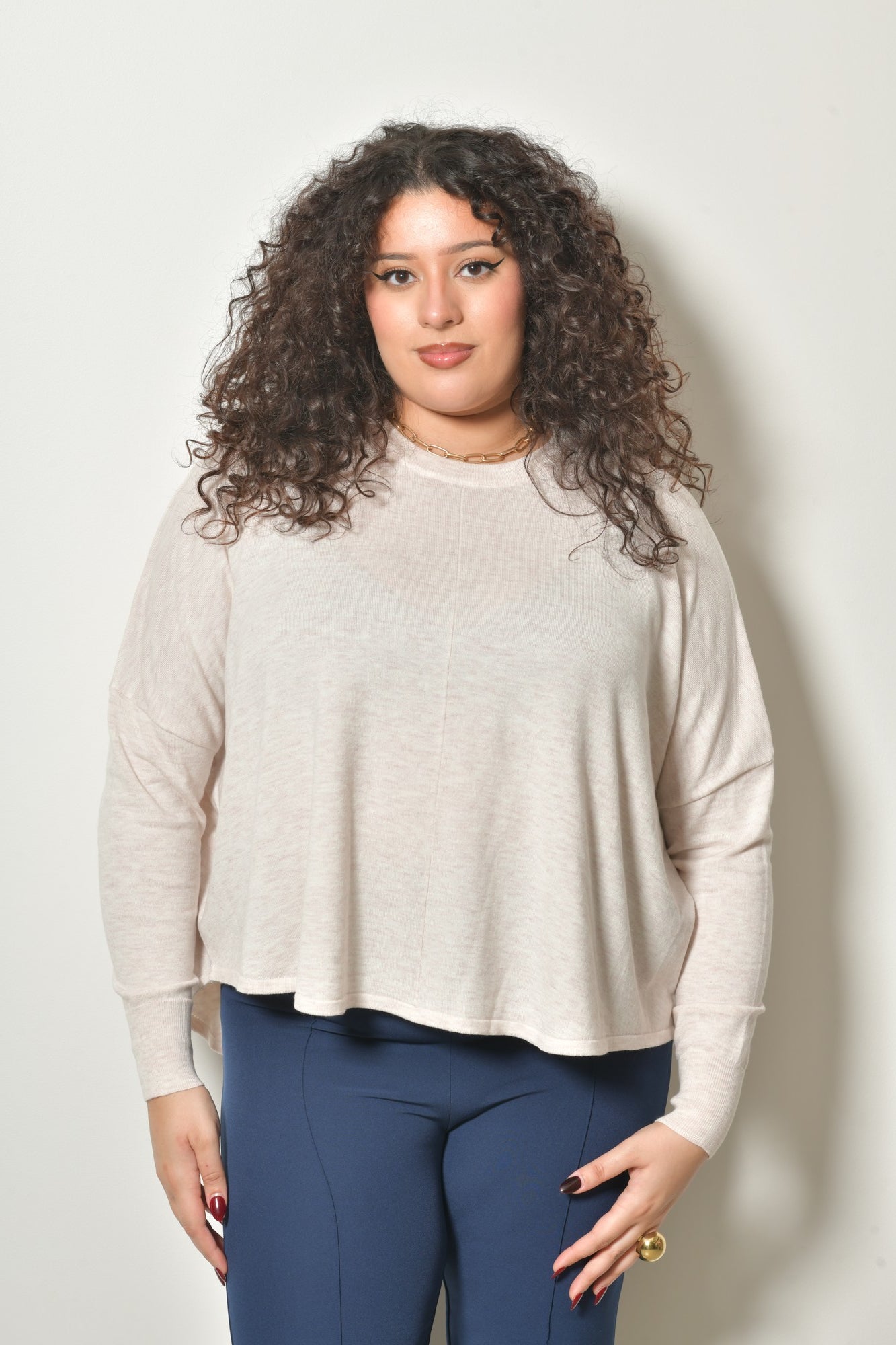 Pull INDIA maille douce col rond - Grande taille 44-58