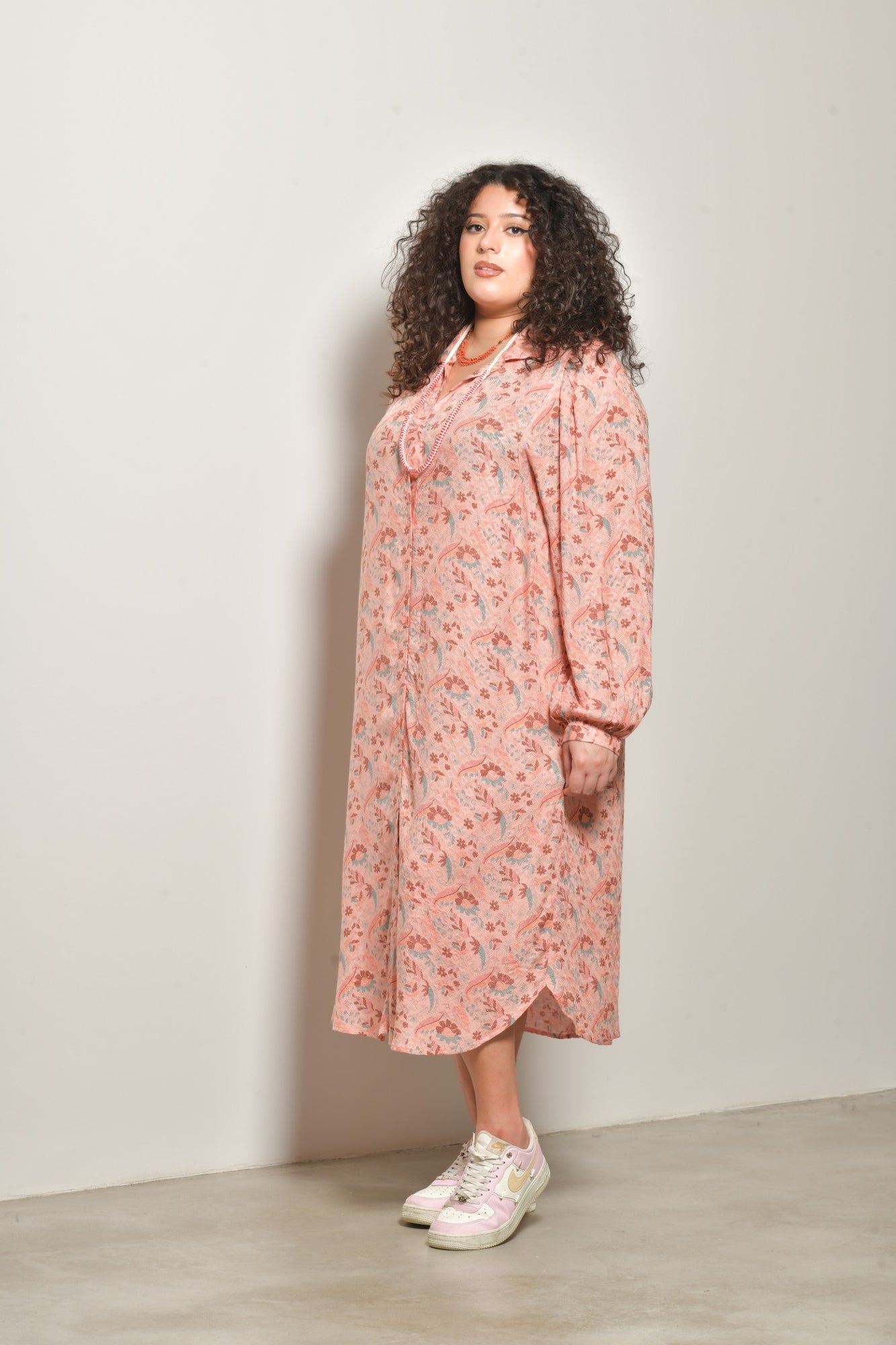 Robe chemise midi AMOR fluide bohème - Grande taille 44-58