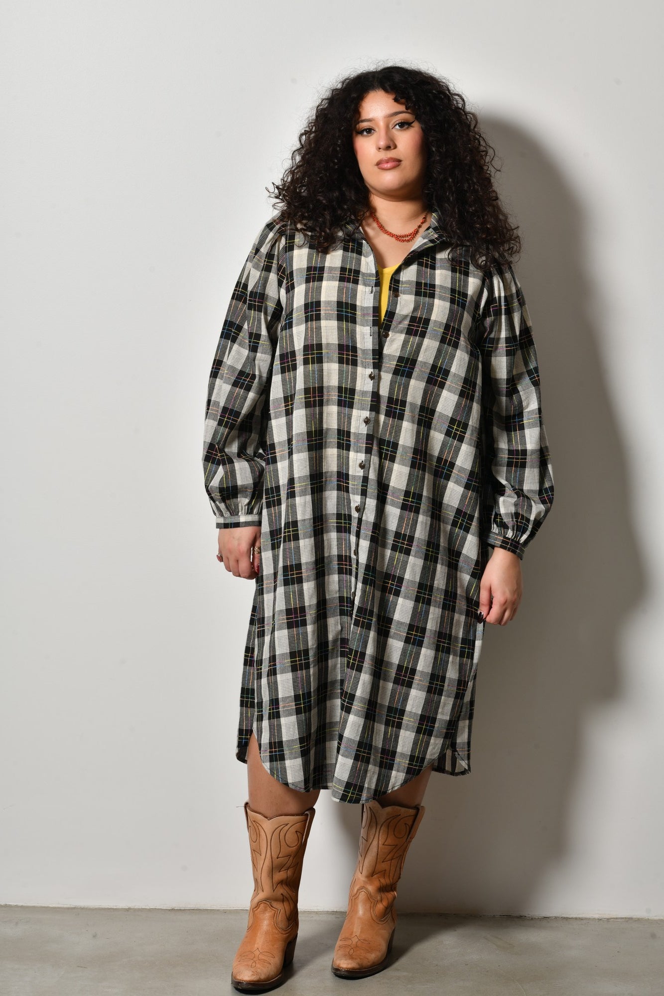 Robe chemise midi AMOR fluide bohème - Grande taille 44-58