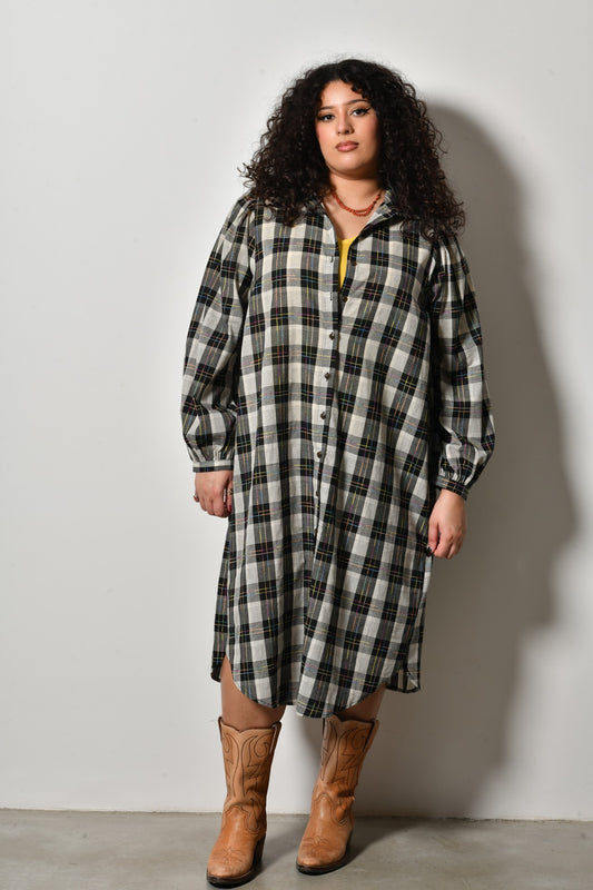 Robe chemise midi AMOR fluide bohème - Grande taille 44-58