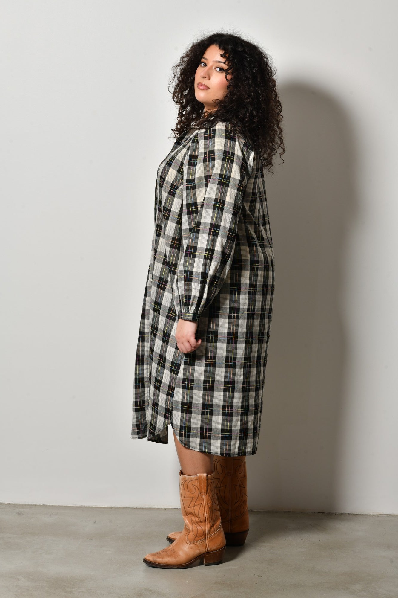 Robe chemise midi AMOR fluide bohème - Grande taille 44-58