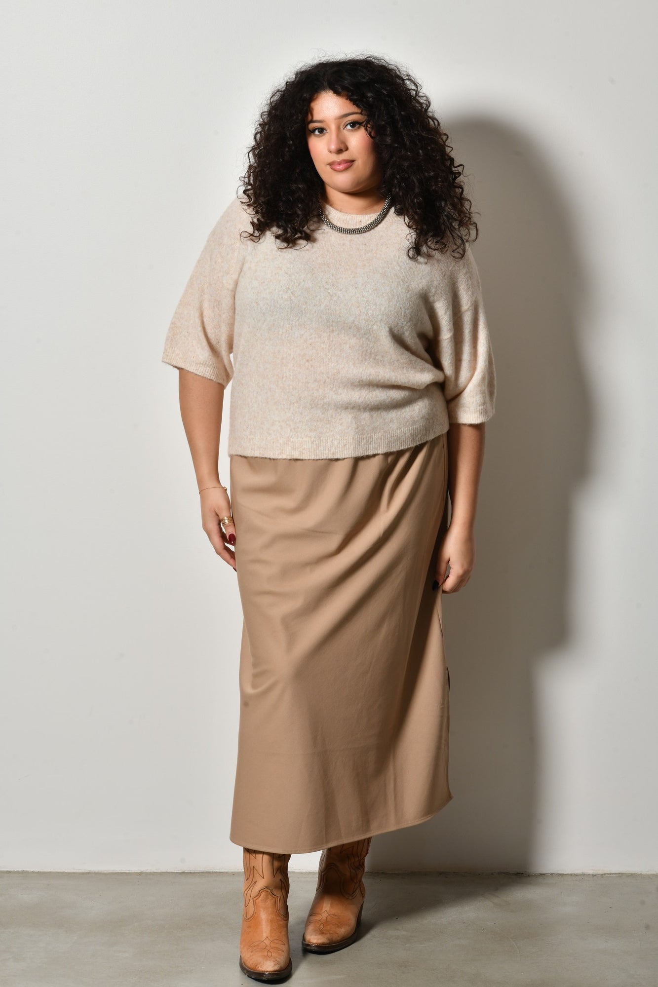 Jupe longue SAPHIRA fluide élégante taille haute - Grande taille 44-58