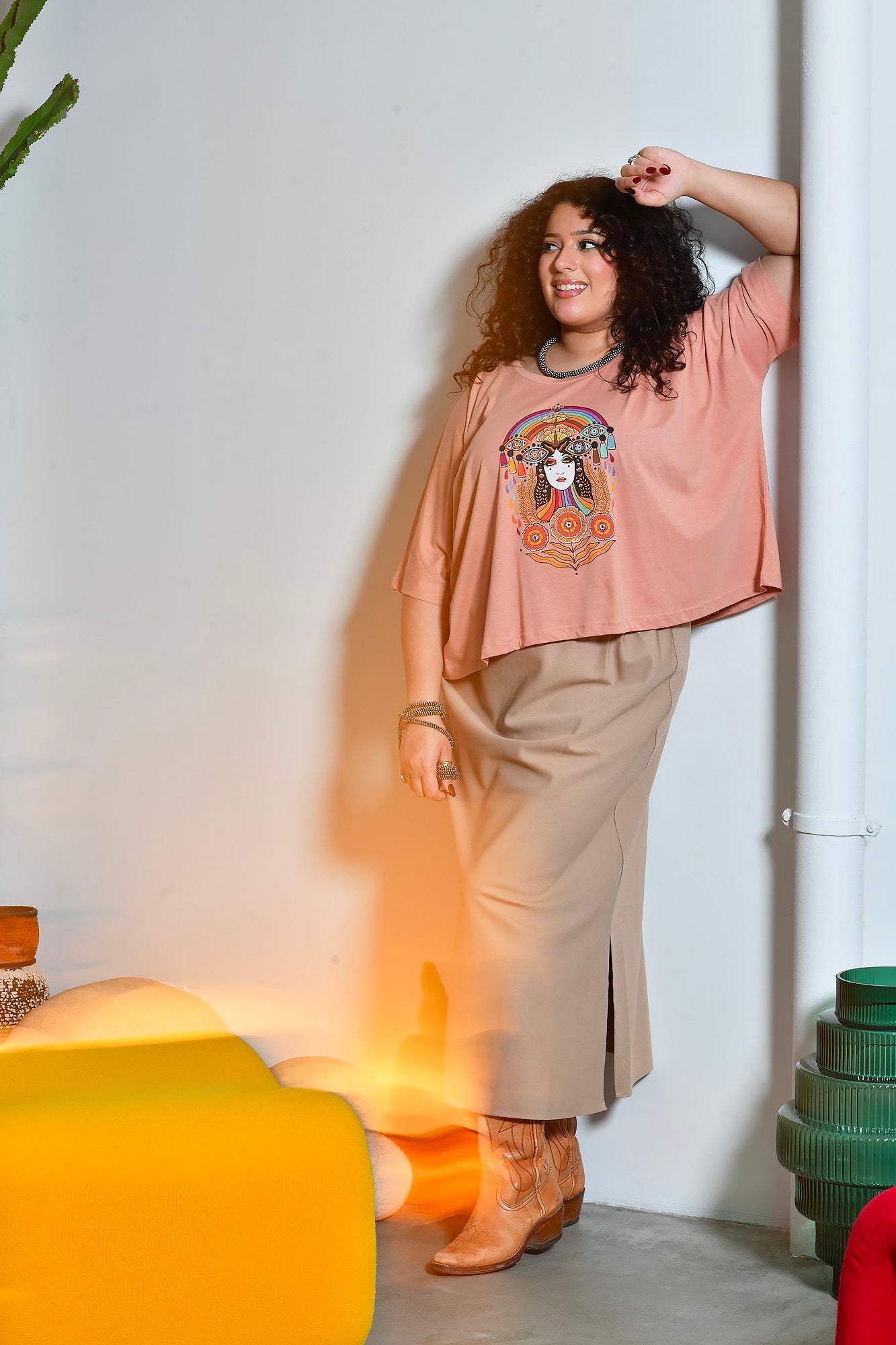 Jupe longue SAPHIRA fluide élégante taille haute - Grande taille 44-58