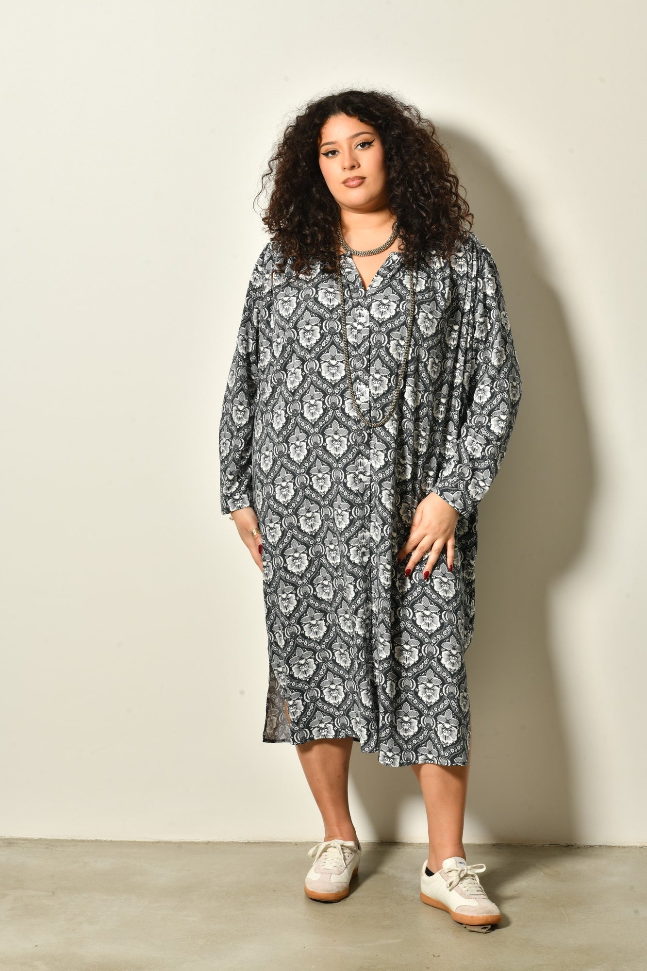 Robe midi EDEN bohème élégante - Grande taille 44-58