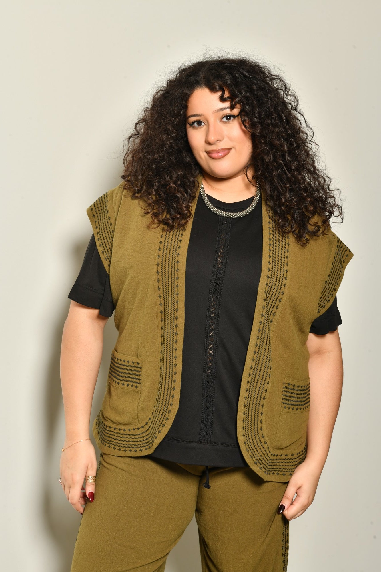 Gilet sans manches AURORA en lin fluide bohème - Grande taille 44-58