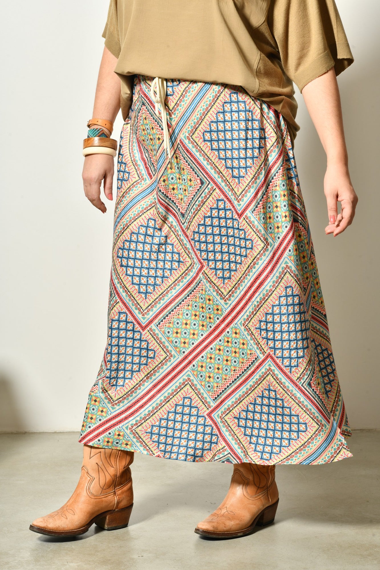 Jupe longue SAPHIRA fluide élégante taille haute - Grande taille 44-58