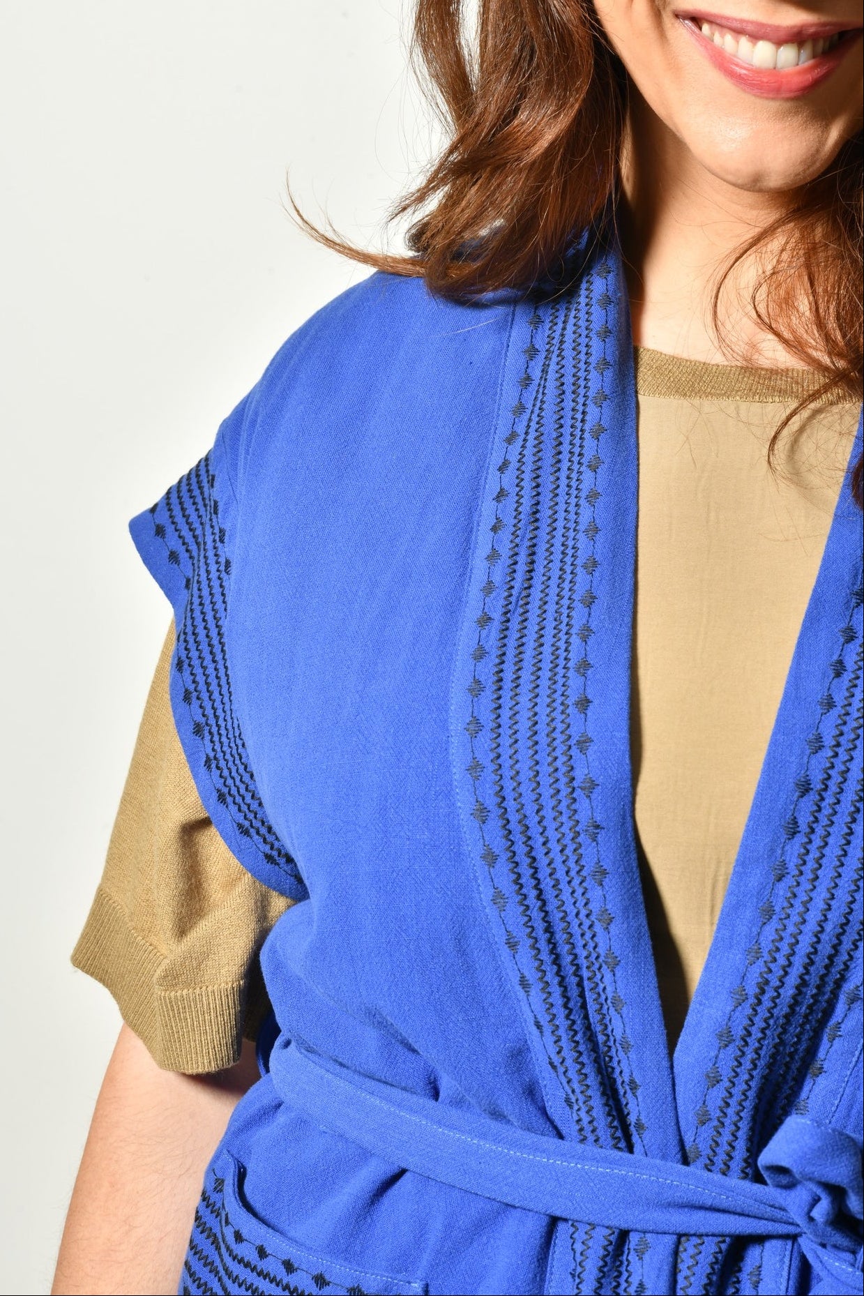 Gilet sans manches AURORA en lin fluide bohème - Grande taille 44-58