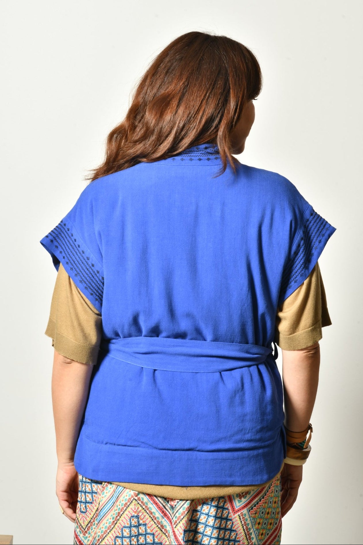 Gilet sans manches AURORA en lin fluide bohème - Grande taille 44-58