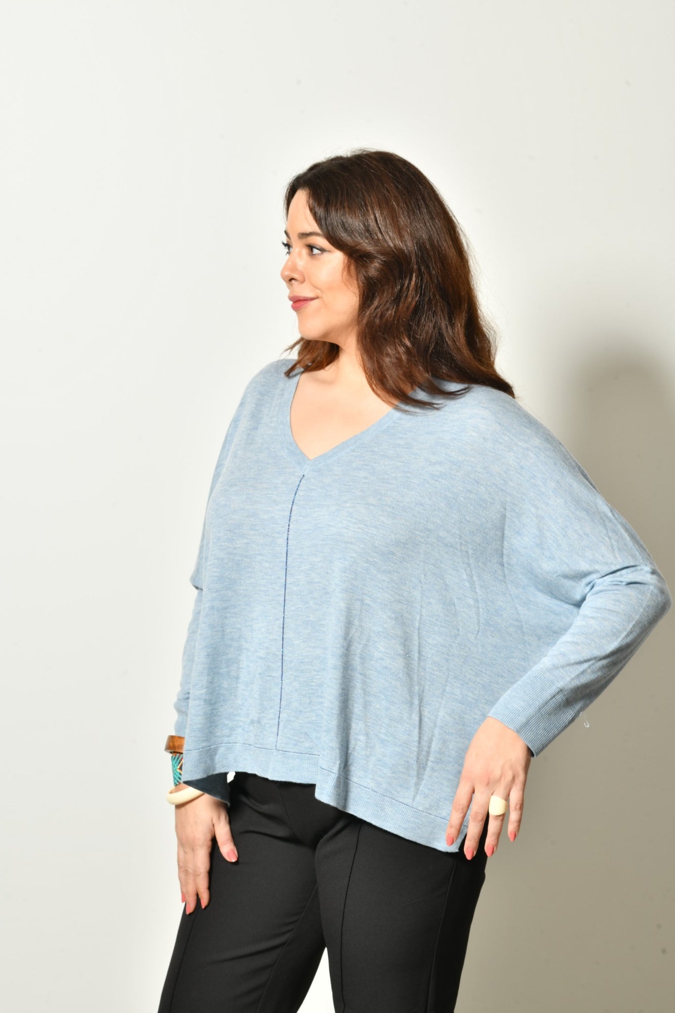 Pull LIGEA col V maille fine - Grande taille 44-58