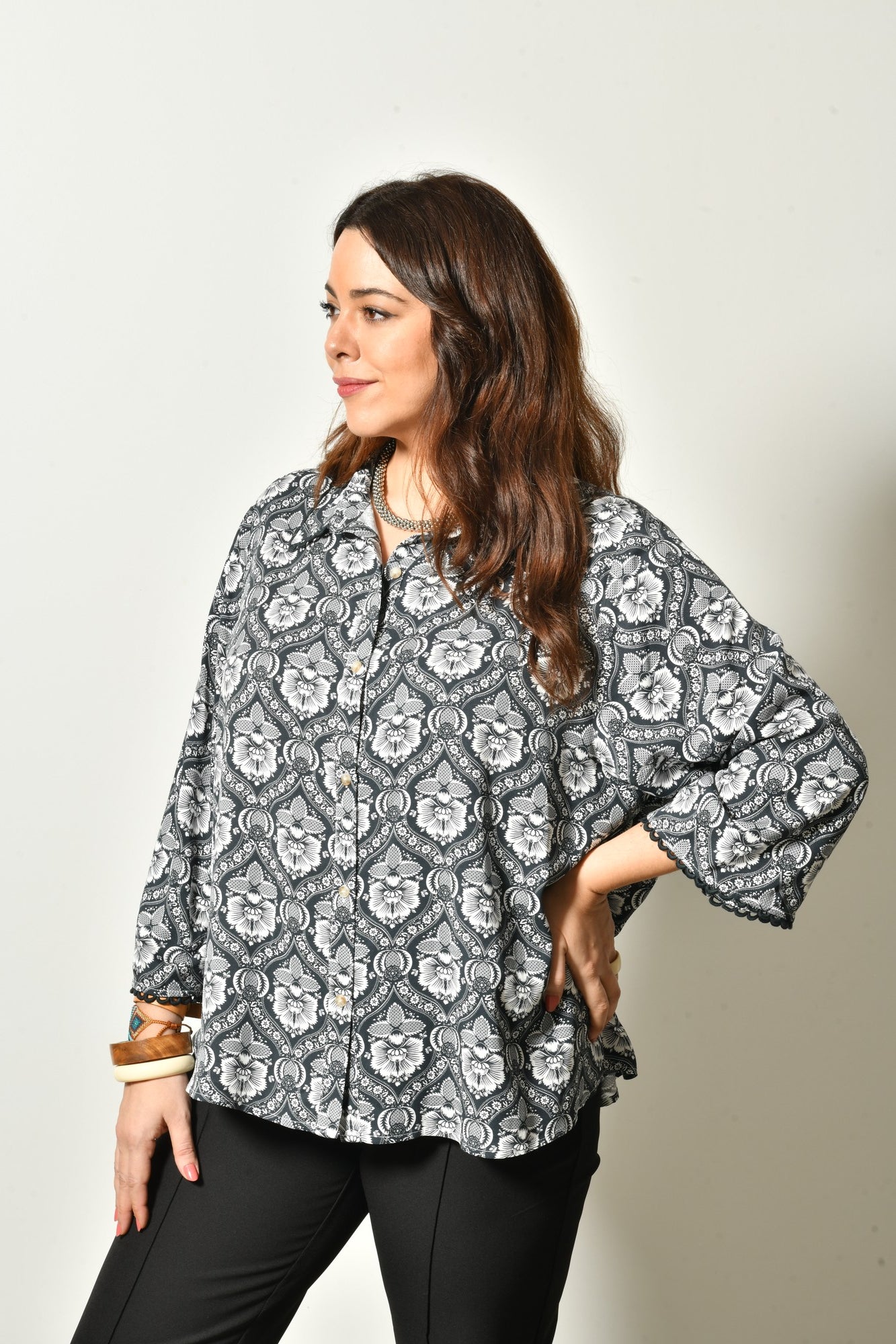 Chemise CATALONE en lin mélangé coupe droite - Grande taille 44-58