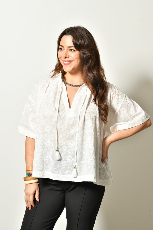 Blouse NAELLE bohème chic - Grande taille 44-58