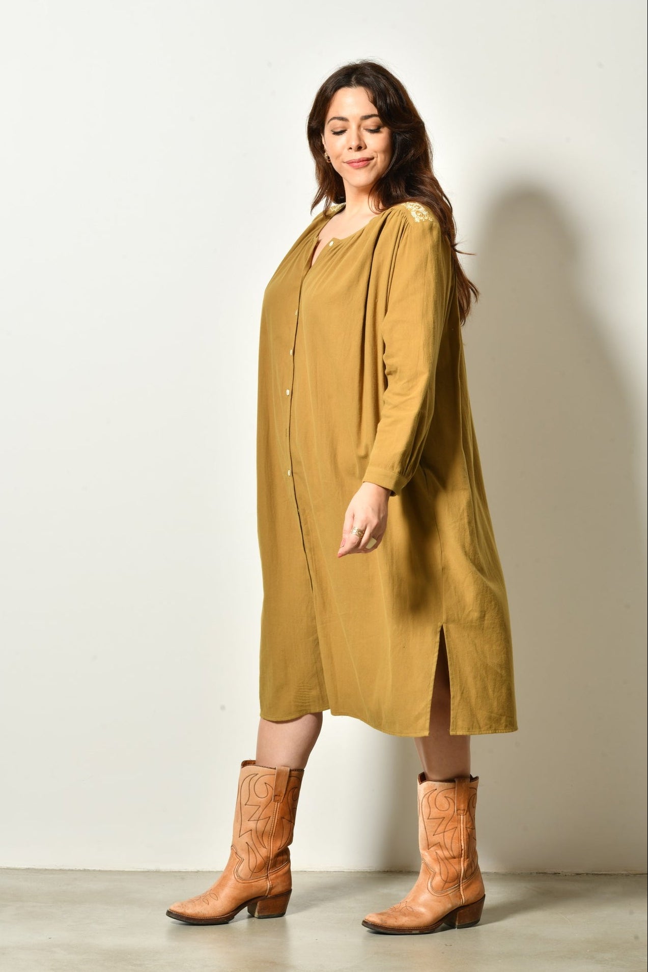 Robe midi EDEN bohème élégante - Grande taille 44-58