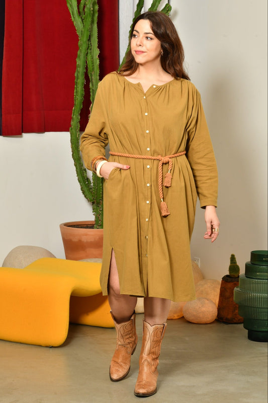 Robe midi EDEN bohème élégante - Grande taille 44-58