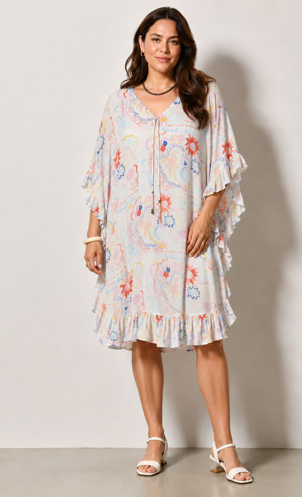 Robe courte Mae volants - Grande taille 44-58