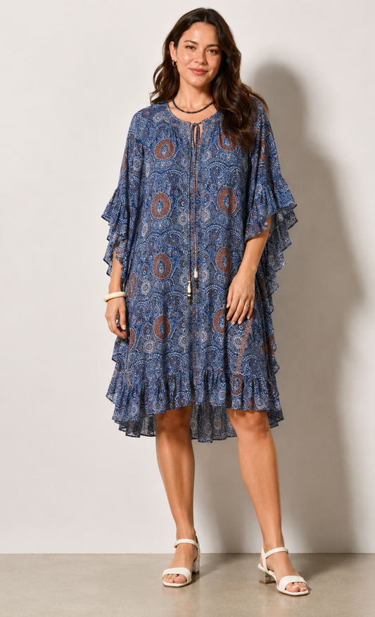 Robe courte Mae volants - Grande taille 44-58