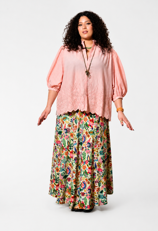 Jupe longue SÉLÈNE bohème chic fluide - Grande taille 44-58