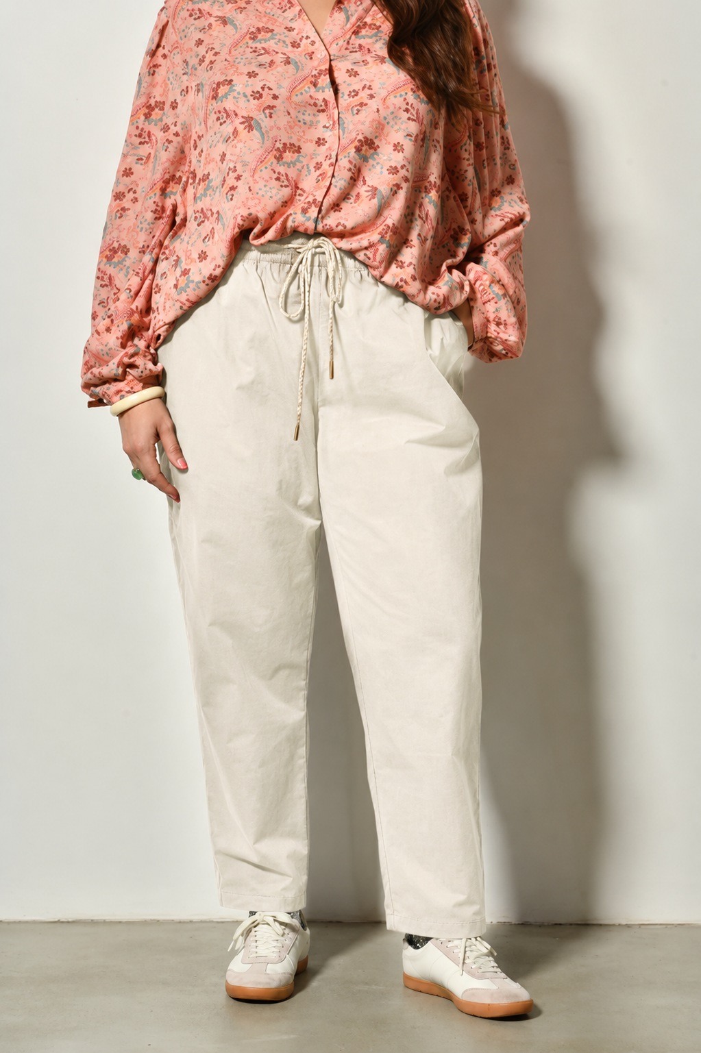 Pantalon DAHLIA coton fluide taille haute - Grande taille 44-58